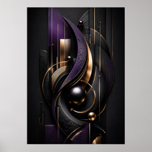 Middernacht Paars Luxe 3D Abstracte Poster