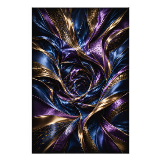 Middernacht Paars Luxe 3D Abstracte Vortex Poster
