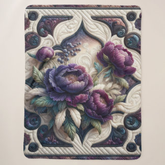 Middernacht Pioen Elegantie Bloemensherpa Dekbed Sherpa Deken