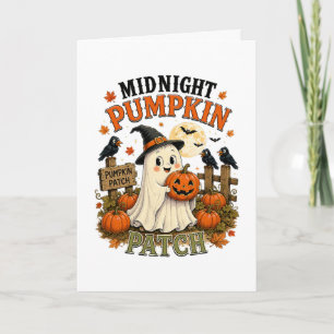 Middernacht Pompoenveld Spook Halloween Feestdagen Kaart