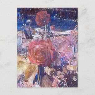 middernacht roos tuin A.I. verbeterd Poster foto Briefkaart