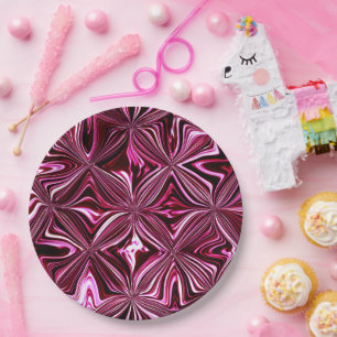 Middernacht Roze Marmer Geometrisch Patroon Papieren Bordje