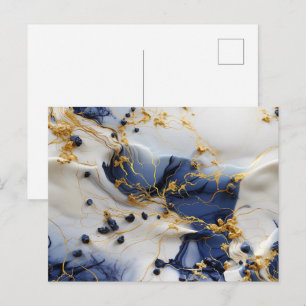 Middernacht Saffier Marmer met Gouden Draden Briefkaart