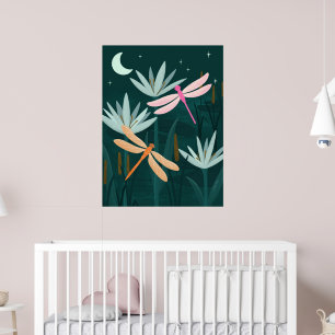 Middernacht Vijver Libellen Kunst aan de Muur - Po Poster