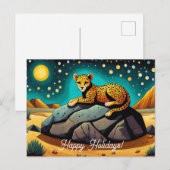 Middernacht Woestijn Wilde Luipaard Prettige Feest Briefkaart (Voorkant / Achterkant)