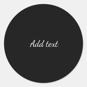 Middernacht zwart, witte tekst, sjabloon ronde sticker