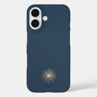 Middernachtblauw & Champagnegoud Celestial Sun Lux iPhone 16 Hoesje
