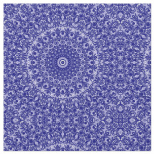 Middernachtblauw en Wit Mandala Patroon Stof