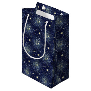 Middernachtblauw & Goud Astrale Glittersterren Klein Cadeauzakje