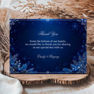 Middernachtblauwe Winter Elegantie Bedankkaart