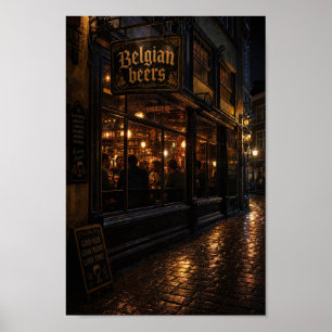 Middernachtelijk Belgisch Bierhuis Warmte Poster