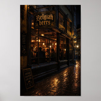Middernachtelijk Belgisch Bierhuis Warmte Poster