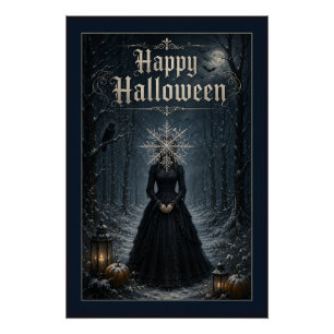 Middernachtelijke Halloween Toveres met Rijp Perfect Poster