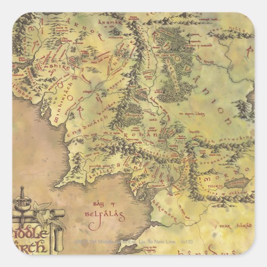 MIDDLE EARTH™ Map Vierkante Sticker (Voorkant)