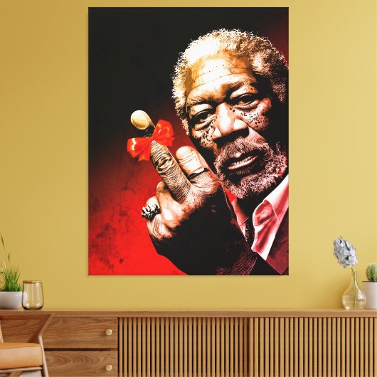 Middle Finger Art with Red Bow Canvas Afdruk (Insitu (Woonkamer))