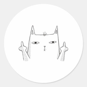 MIDDLE FINGER CAT RONDE STICKER