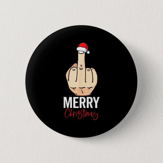 Middle Finger Merry Christmas  Ronde Button 5,7 Cm (Voorkant)