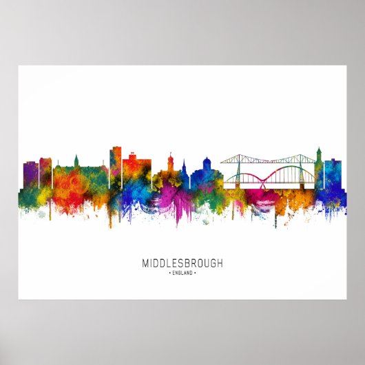 Middlesbrough Engeland Skyline Poster (Voorkant)