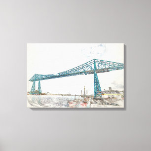 Middlesbrough Transporter Bridge Artistieke Schets Canvas Afdruk