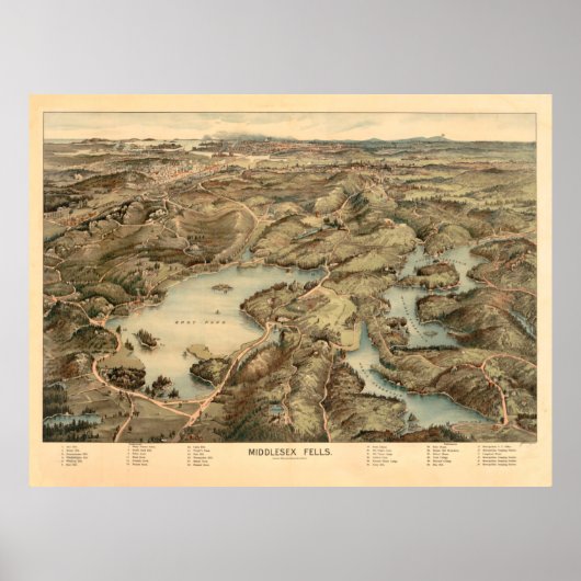Middlesex Fells Reservation Map (1903) Poster (Voorkant)