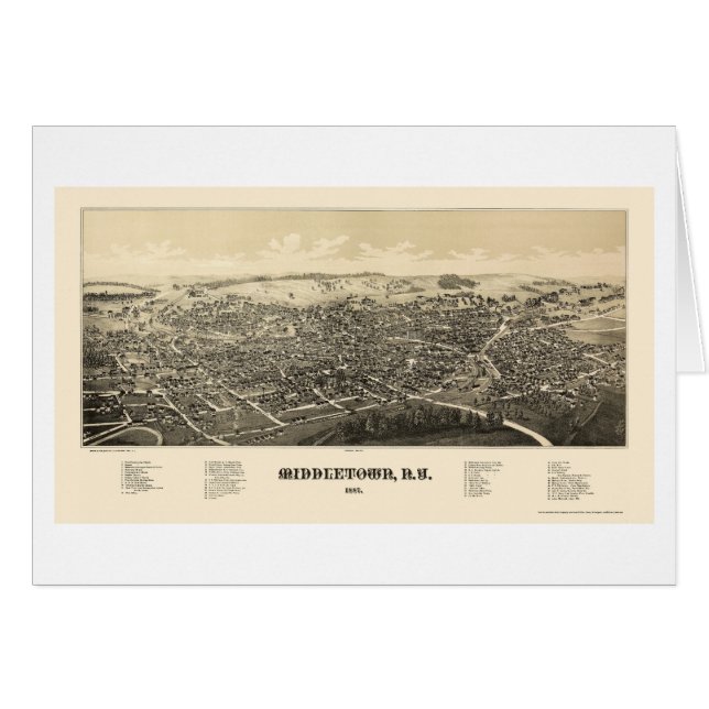 Middletown, NY Panoramic Map - 1887 (Voorkant Horizontaal)