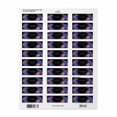 Middnacht Blauwe Hemelbloem Pioenrand Etiket (Full Sheet)