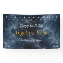 Middnachtblauwe Hemelse Verjaardagsfeest Banner