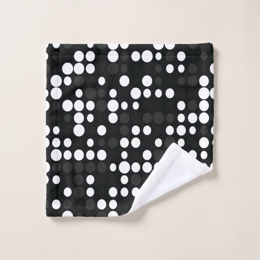 Mideas | Zwart & Wit Grijs Kleine Retro Stippen Bad Handdoek (Wasdoekje)