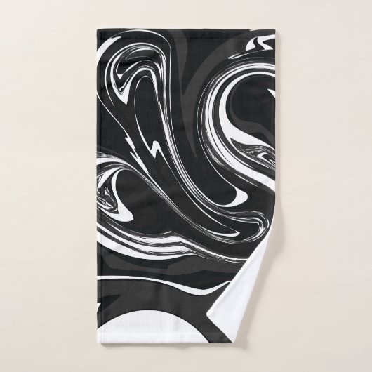 Mideas | Zwart & Wit Grijs Marmered Paint Swirl Bad Handdoek (Handdoek)