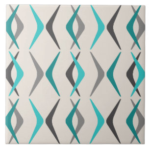 Mideeuw Boomerangs Turquoise Tegeltje