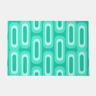 Mideeuw geometrische vormen turquoise deurmat