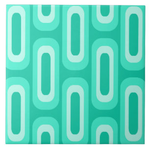 Mideeuw geometrische vormen turquoise tegeltje