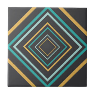 Mideeuw Modern Diamonds Turquoise en Gold Tegeltje