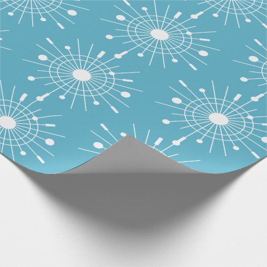 Mideeuw Modern Retro Atomic Snowflake kerst Cadeaupapier (Hoek)