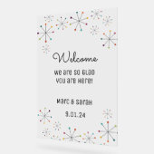 Mideeuw moderne bruiloft welkom acryl bord (Hoek)