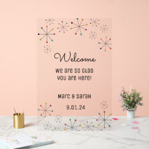 Mideeuw moderne bruiloft welkom acryl bord