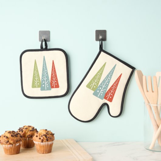 Mideeuw moderne kerstbomen ovenwant & pannenlap set (Insitu(Ophanging))