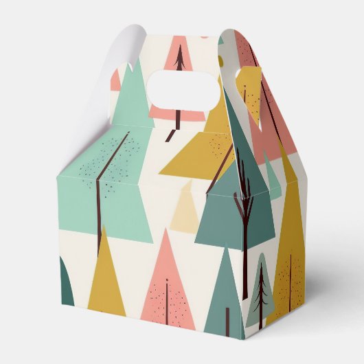 Mideeuw Moderne Retro Turquoise Kerstbomen Bedankdoosjes (Achterkant)