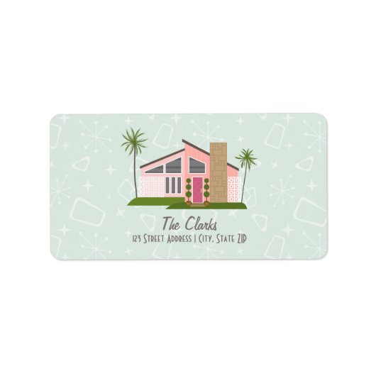 Mideeuw Retro Pink House Label (Voorkant)