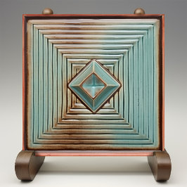 Mideeuwse geometrische elegantie aards Blauwgroen Tegeltje