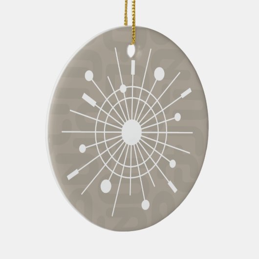 Mideeuwse MOD Atomic Sputnik kerstsnowflake Keramisch Ornament (Rechts)