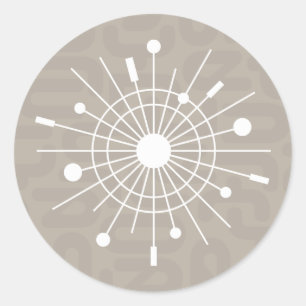 Mideeuwse MOD Atomic Sputnik kerstsnowflake Ronde Sticker