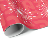 Mideeuwse moderne atoomsnowflake kerstrood cadeaupapier (Rol Hoek)