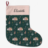 Mideeuwse Retrorororoze palmboom groot Grote Kerstsok (Voorkant)