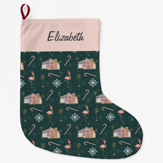 Mideeuwse Retrorororoze palmboom groot Grote Kerstsok (Voorkant)