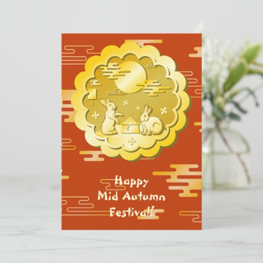 Midherfstfestival Gold Mooncake Moon Rabbit (Staand voorkant)