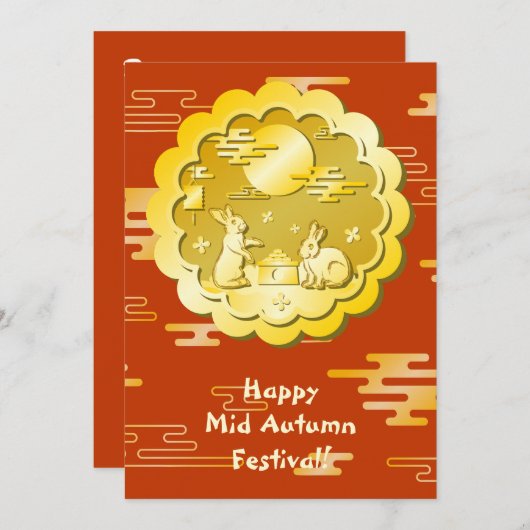 Midherfstfestival Gold Mooncake Moon Rabbit (Voorkant / Achterkant)