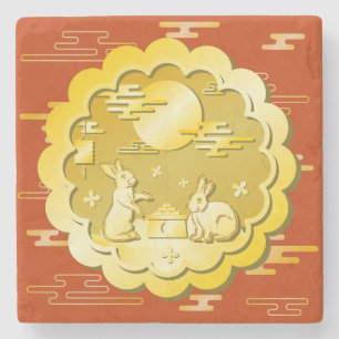Midherfstfestival Gold Mooncake Moon Rabbit Stenen Onderzetter