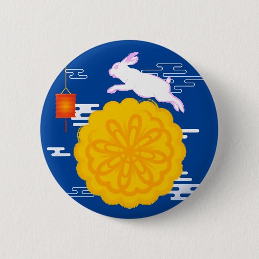 Midherfstfestival Mooncake Jumping Moon Rabbit Ronde Button 5,7 Cm (Voorkant)