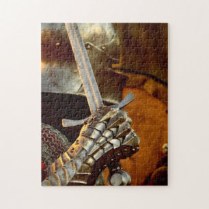 Midieval Knight in Metal Armor met ijzerzwaard Legpuzzel